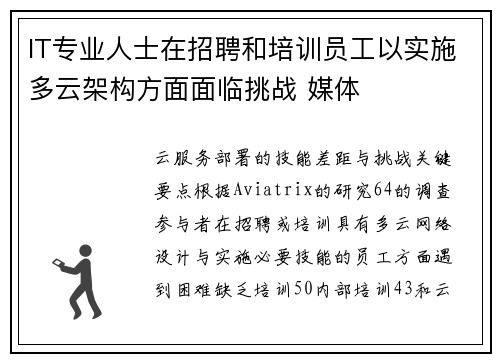 IT专业人士在招聘和培训员工以实施多云架构方面面临挑战 媒体