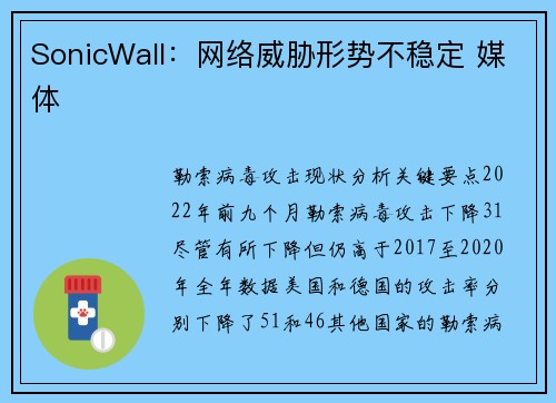 SonicWall：网络威胁形势不稳定 媒体
